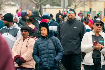 Marchers bundled up for a January morning